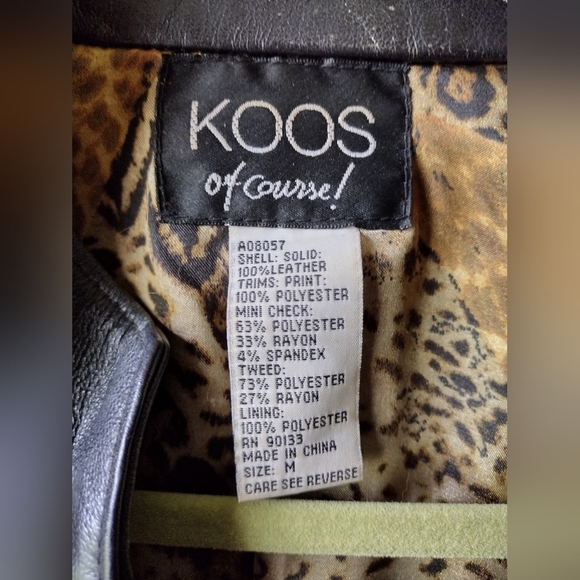 Koos Mixed Media Leather & Tweed Jacket with Leopard Print Detail - Picture 6 of 6